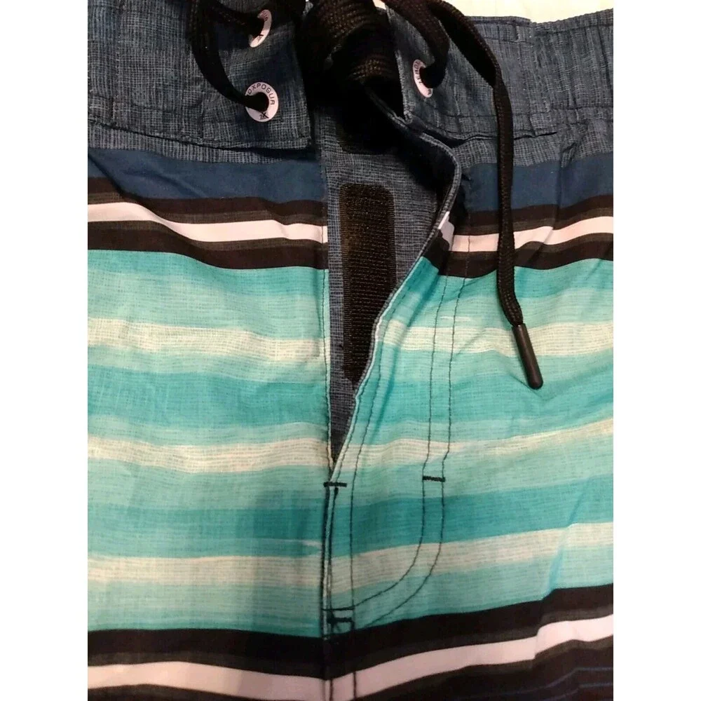 ZeroXposur Men Aqua Coast Stripe Inner Line‎ Uv Swim shorts Size L